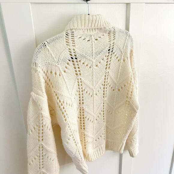 IRO Lovely Wool Blend Open Stitch Cream White Knit Sweater Size Small - Picture 5 of 6